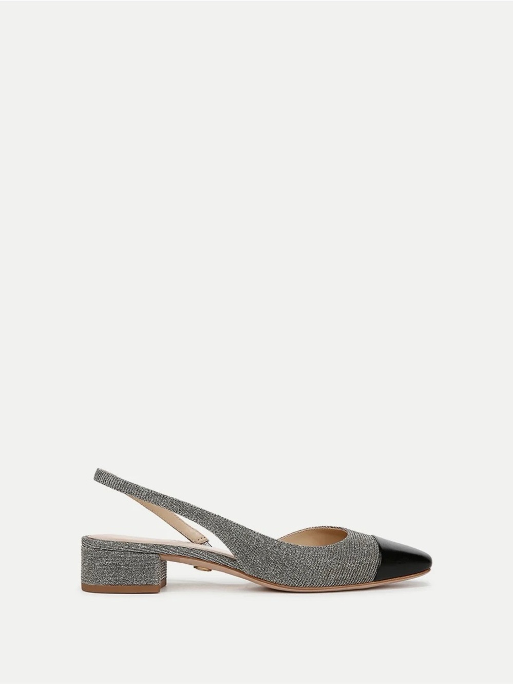 Veronica Beard Silver Glitter Slingback Flats with Black Cap Toe 9.5 - Picture 5 of 6